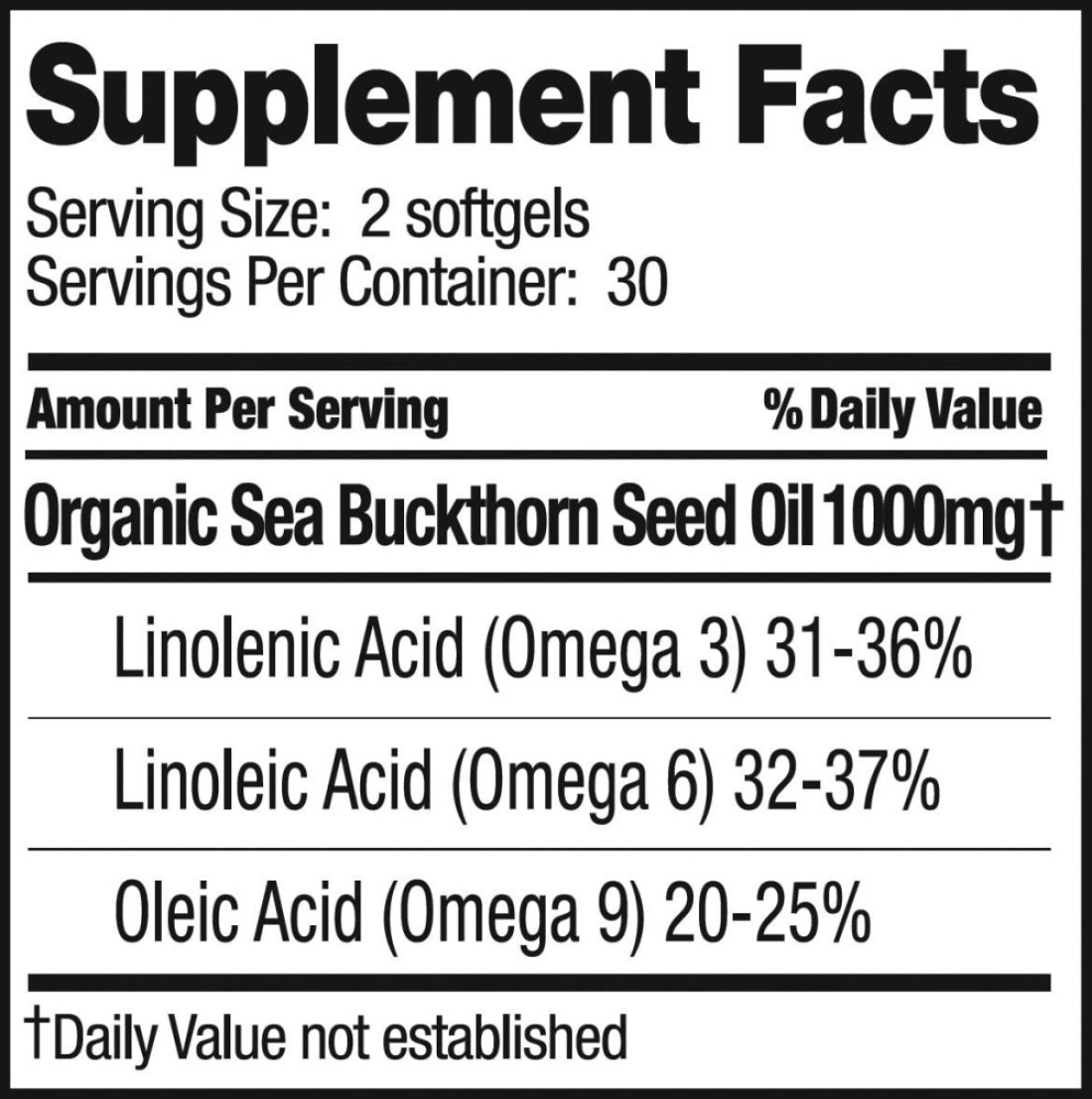 Sea Buckthorn Seed Oil, Made With Organic Sea Buckthorn, 60-Softgels