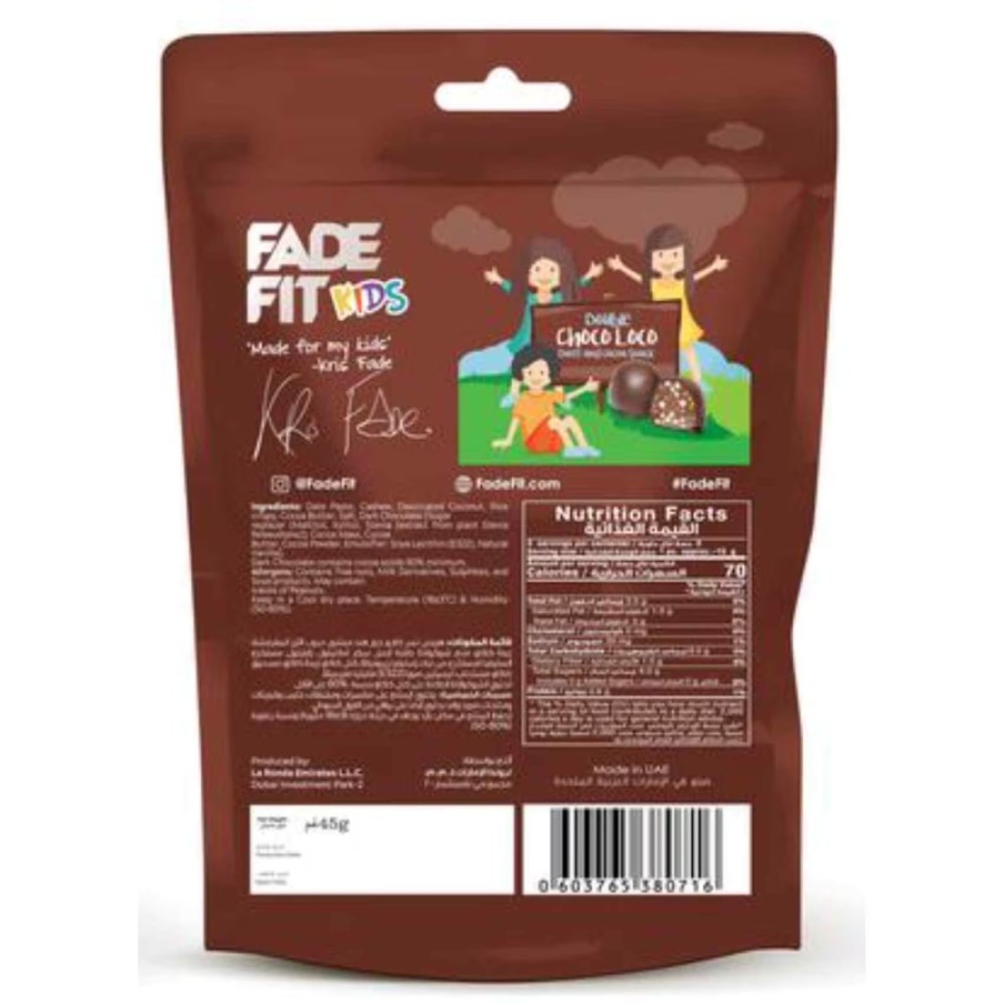 Fade Fit Kids Double Choco Loco Energy Balls 45g