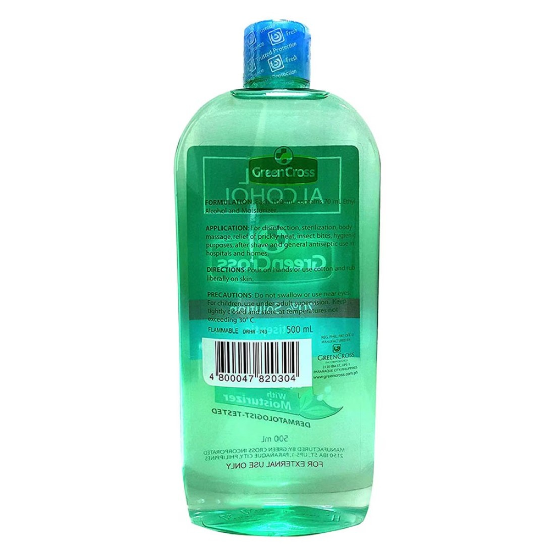 Green Cross 70% Isopropyl Alcohol Antiseptic Disinfectant Green 500ml