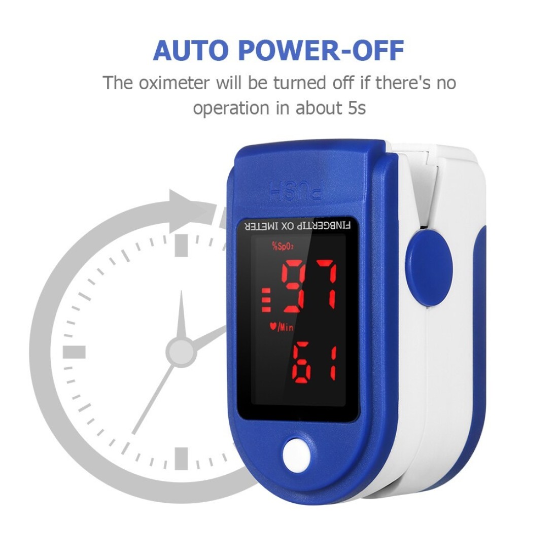 Generic-Fingertip Pulse Oximeter LED Display Blood Oxygen Saturation &amp; Heart Rate Monitor Fingertip SpO2 Measurement Meter with Lanyard-Blue