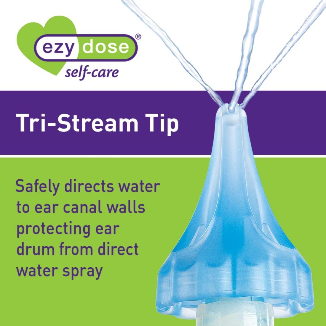 EZY DOSE Ear Wax Removal Syringe TriStream Tip Prevents Ear Infections Safe and Effective Easy to Use Perfect for Kids and Adults 20mL Capacity Clear BPA Free