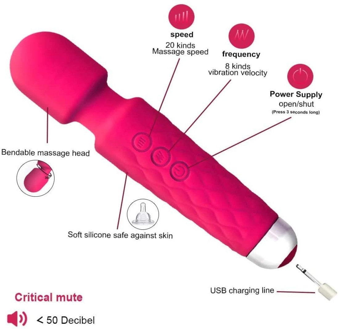 Satisfyer Electric Rechargeable Personal Body Wand Cordless Massager Machine with 20 Vibration Modes and Water Resistant for Full Body (Pink)
