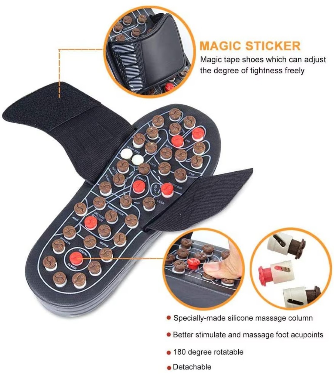 Generic Volwco Acupressure Massage Slippers, Reflexology Sandals With 78 Rotary Massage Therapy Ball And Adjustable Strap, Fight Against Plantar Fasciitis For Men Women (44-45)