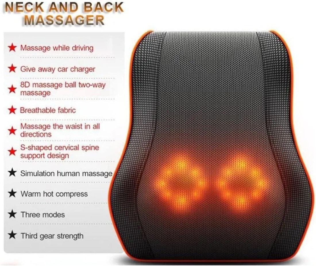 Back &amp; Neck Massager Cervical Spine Pillow Massager Neck Waist Shoulder Lumbar Back Body For Muscle Pain Relief, Chairs and Cars Cushion