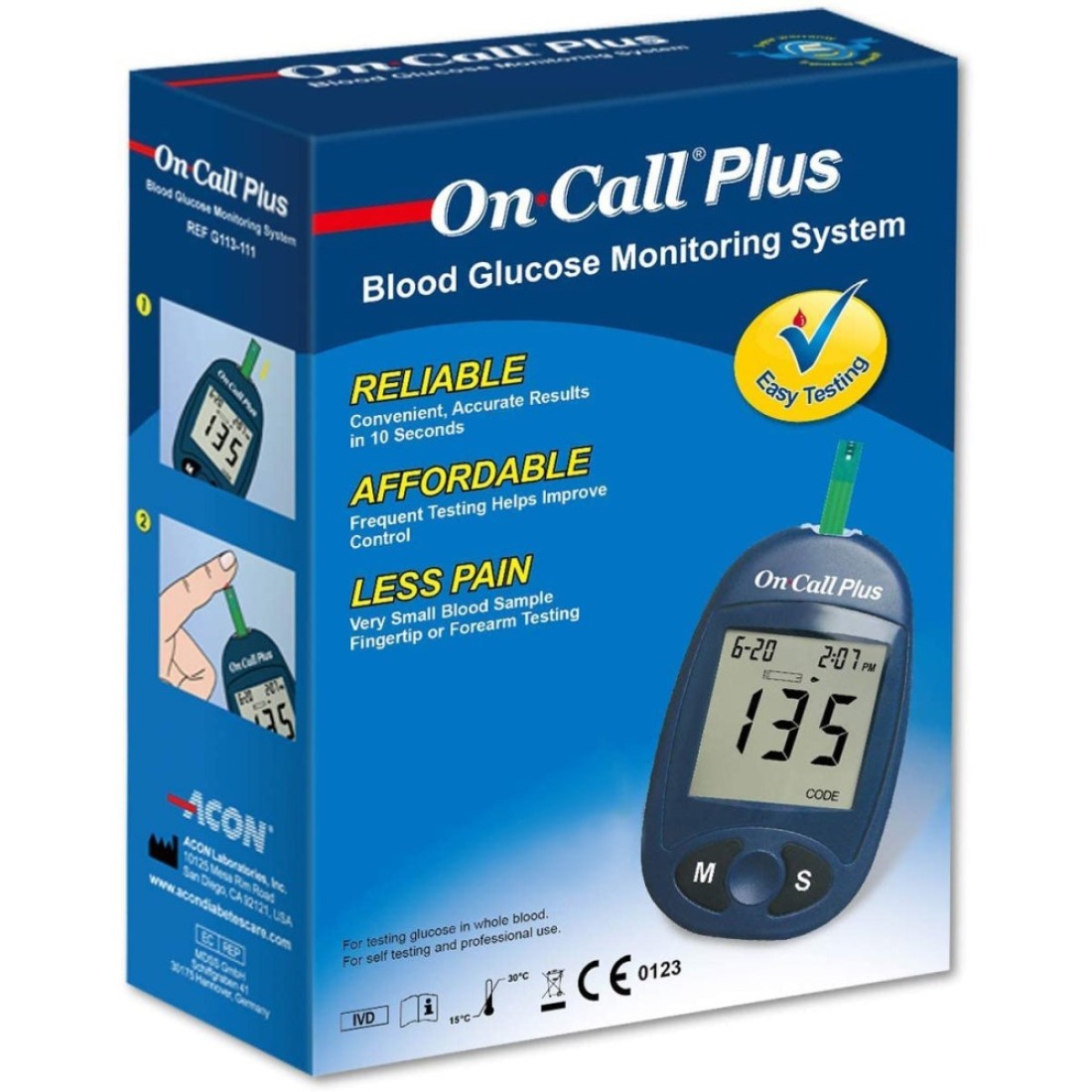 On Call Plus Blood Glucose Monitoring System with 2 Packs Blood Glucose Test Strips 50 Count Each