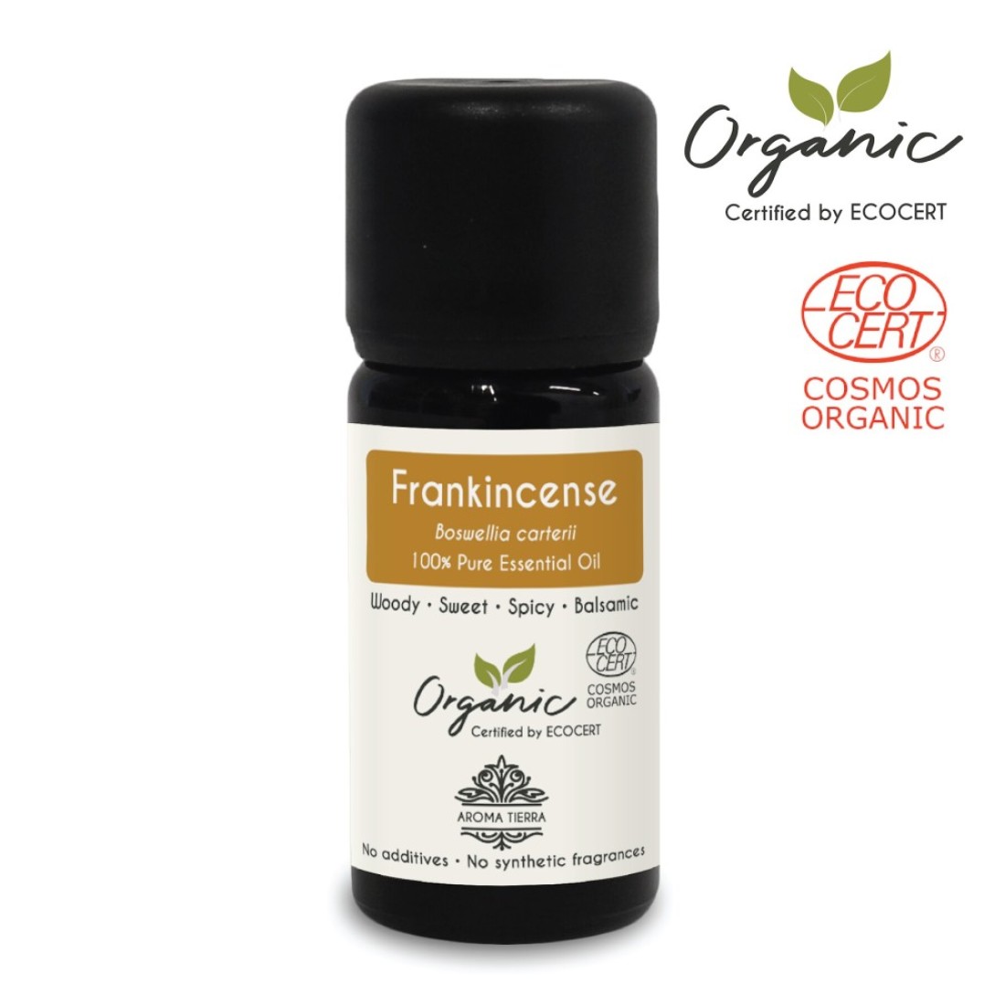Aroma Tierra - Organic Frankincense Essential Oil - Aroma Tierra - 100% Pure, Natural, Certified Organic By Ecocert - 10Ml