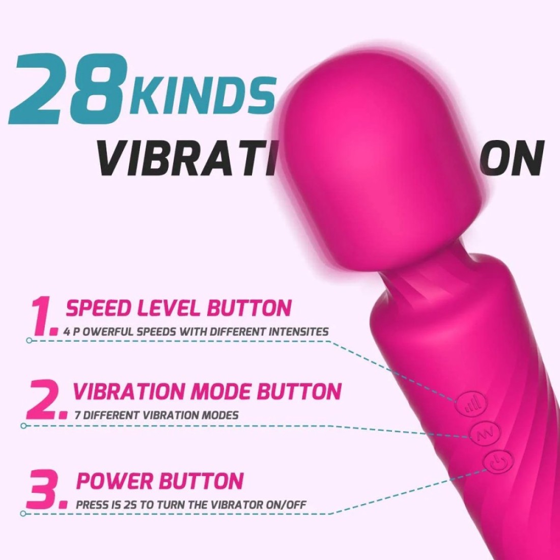 Doreen Therapeutic Wand Massager Waterproof Strong Back, Neck Massage Stress Magic Relief - Powerful Therapeutic Vibrating Mode- Best Rated for Travel Gift - Perfect Muscle Aches and Personal Recovery