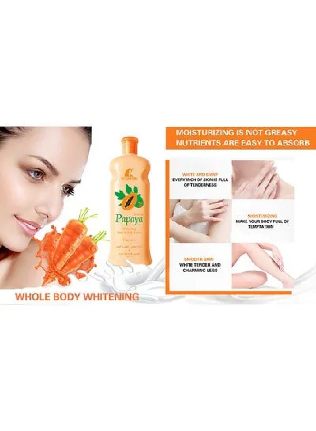 RDL Papaya Hand And Body Whitening Lotion Orange 600ml