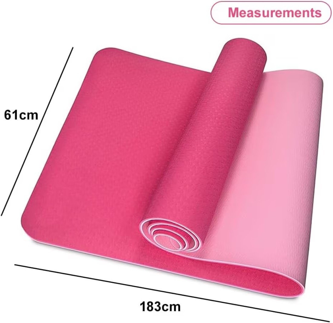 Fitto 4mm Thick Yoga Mat, 61x183cm - Non-Slip, Eco-Friendly Pink Exercise Mat for Yoga, Pilates, Fitness, and Home Workouts - Extra Cushioning for Joint Support