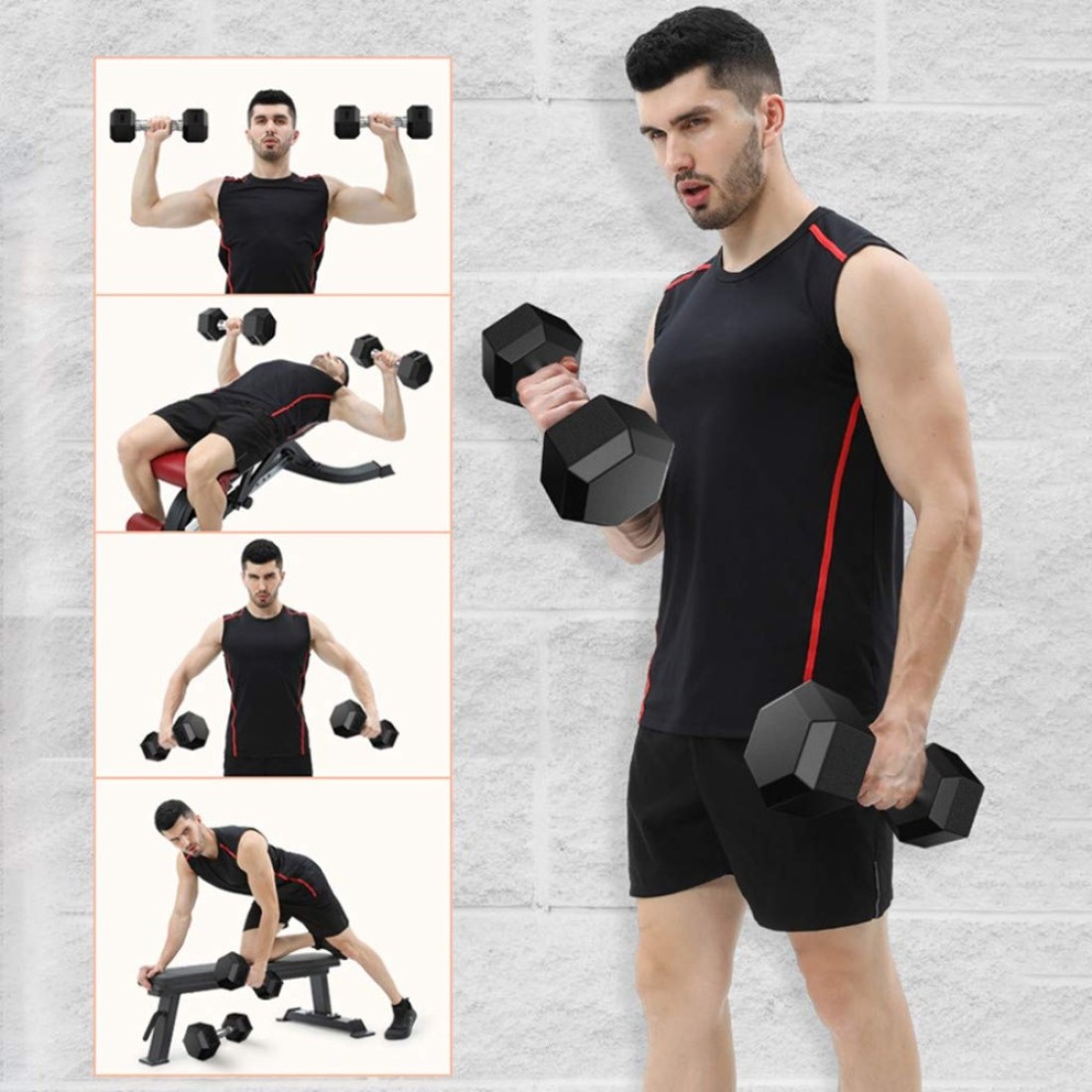 H PRO Coated Hex Dumbbell Weights ( 3KG x 2)