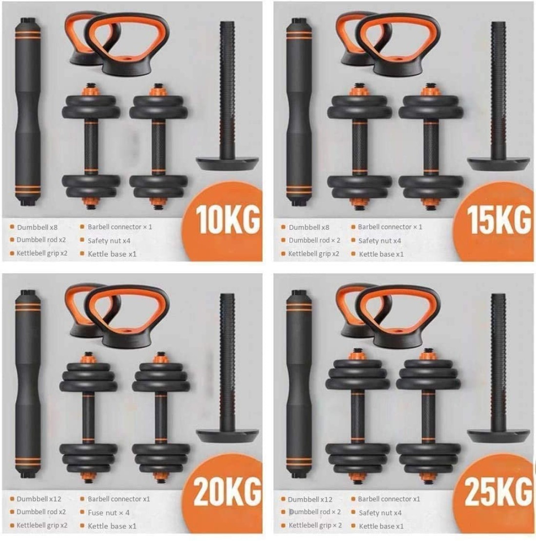 Marshal Fitness Adjustable Dumbbell Set,Free Weights Dumbbells Set with Connecting Rod Used as Barbell, Dumbbell, Kettlebell and Push-ups.Free Weights for Women and Men,Weight -30kg