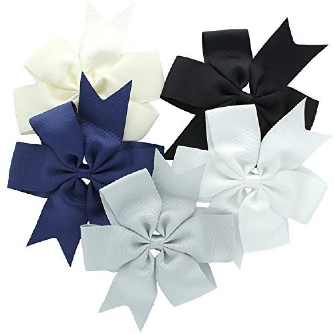 My Lello Large 5 Girls Pinwheel Boutique Grosgrain HairBow Mixed Variety 5 Pack Neutral Colors