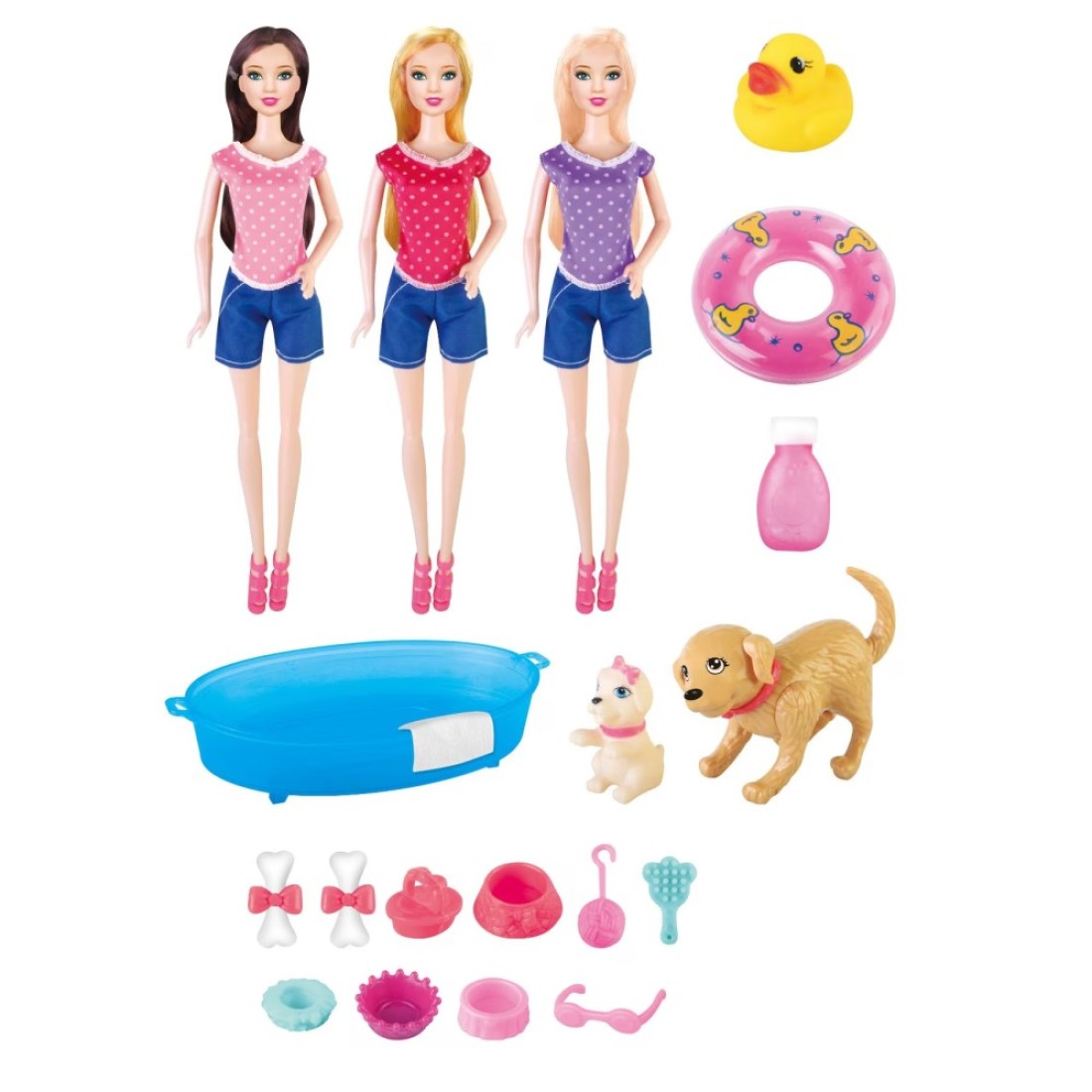 Power Joy Leila Bath Dog Fashion Doll Multicolour Pack of 17