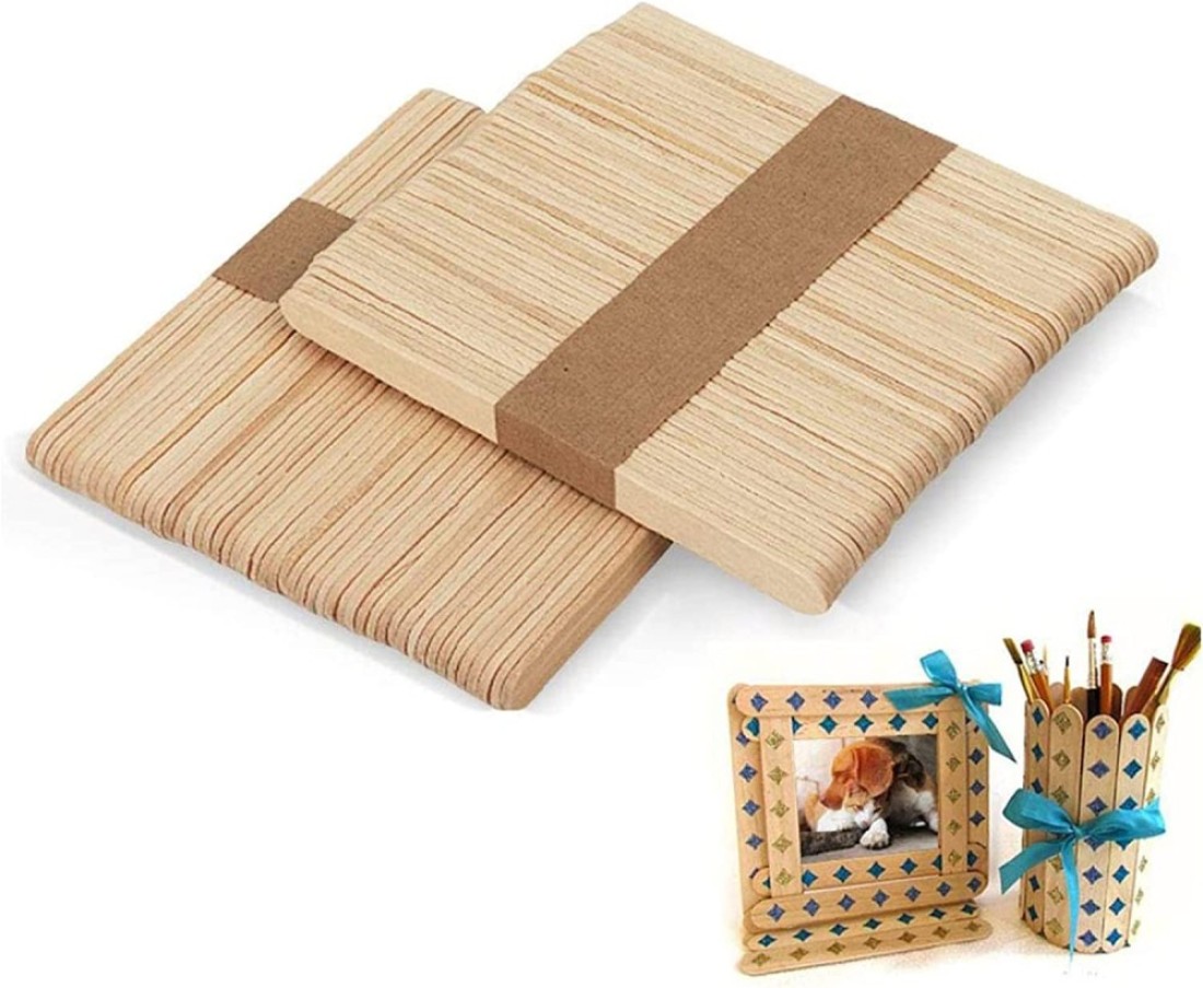 100 Pcs Natural Wooden Food Grade Craft Sticks - Ice Cream Stick - Popsicle - 4.5 inch Length - Suit Crafting, Stirring, Paddle, Waxing, Small Ice Pop Stick for DIY Kids Popcicle