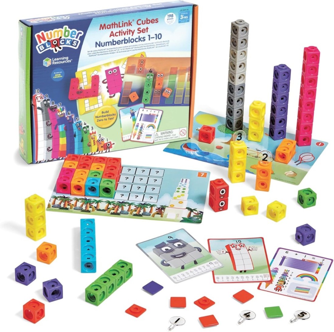 Learning Resources LSP0949-UK MathLink Cubes Numberblocks 1-10 Activity Set, Early Years Maths Learning, Build, Learn &amp; Play in The Classroom &amp; at Home.