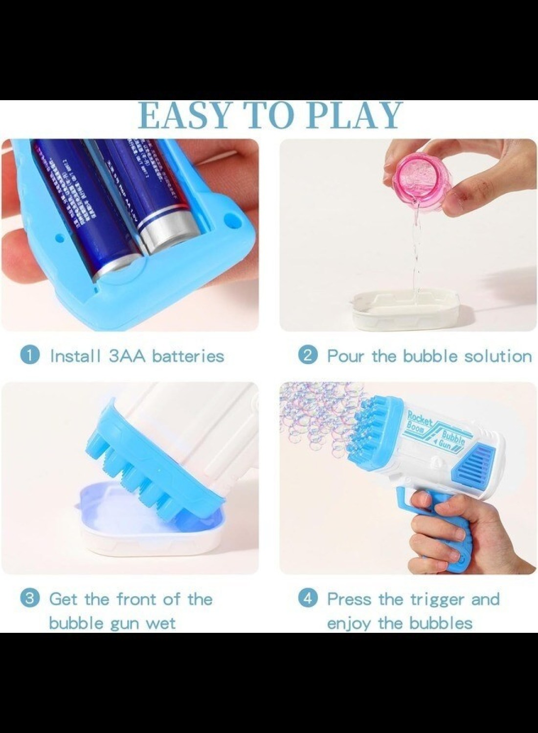 Radiotronics Blue Bubble Machine for Kids, Outdoor Indoor Basket Stuffers Automatic Toys Birthday Gifts for 3+ Years Old Toddlers Girls Boys Wedding Party Include Bubble Solution