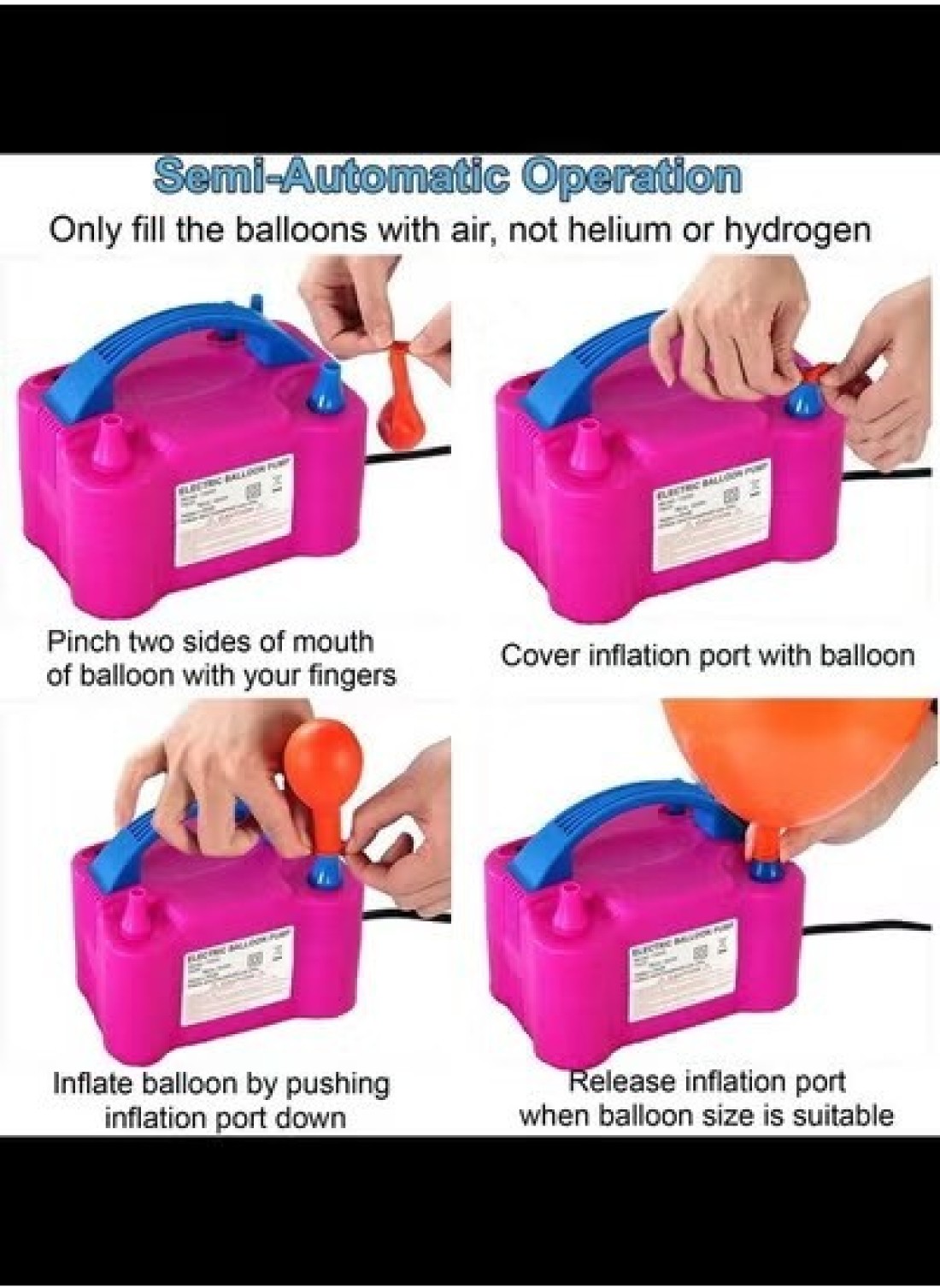 Radiotronics Electric Air Balloon Pump,Portable Dual Nozzle Electric Baloon Pump Inflator/Blower - 220V-240V 600W Electric Balloon Blower Pump for Party Decoration, Faster and Save Time