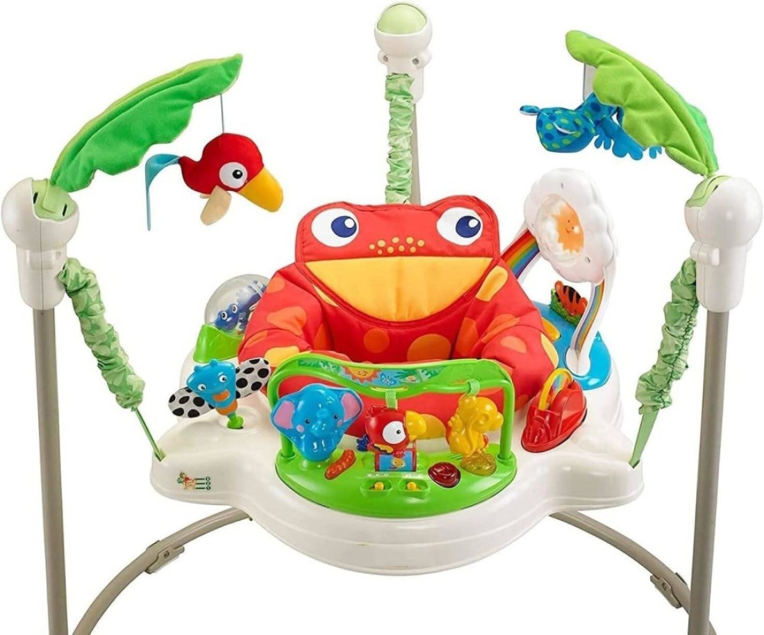 كرسي هزاز تفاعلي للأطفال من Rainforest Jumperoo مزود بمركز اكتشاف وأضواء وأصوات