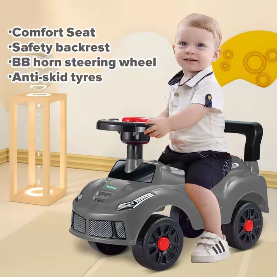 Toy Land Kids Foot to Floor Ride on Push Car for Toddlers with Saftey Backest