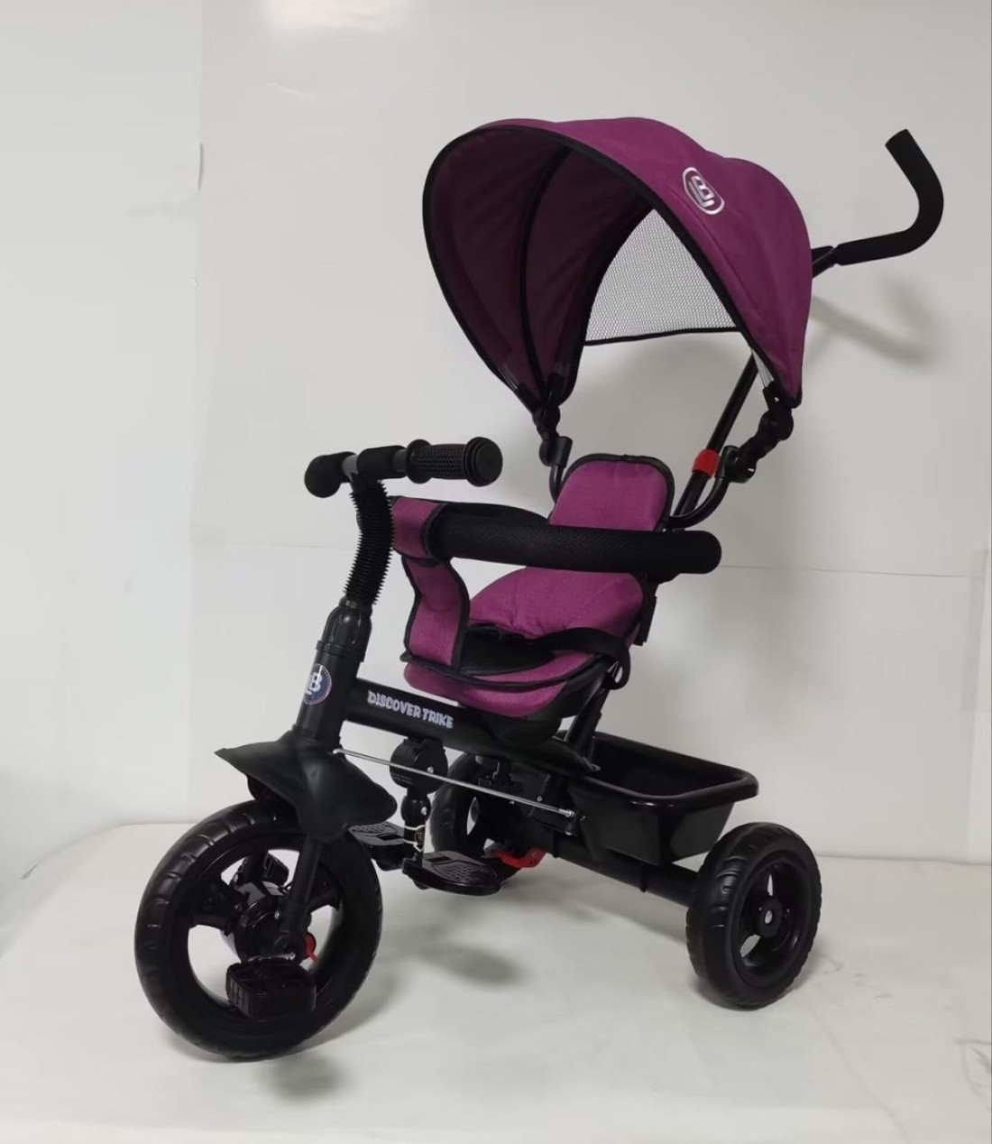 Lovely Baby LB 325HC Tricycle, Baby Push Trike, Kids First Bike, Pushchair, with Sun Canopy, Parent Handle & Footrest - Purple