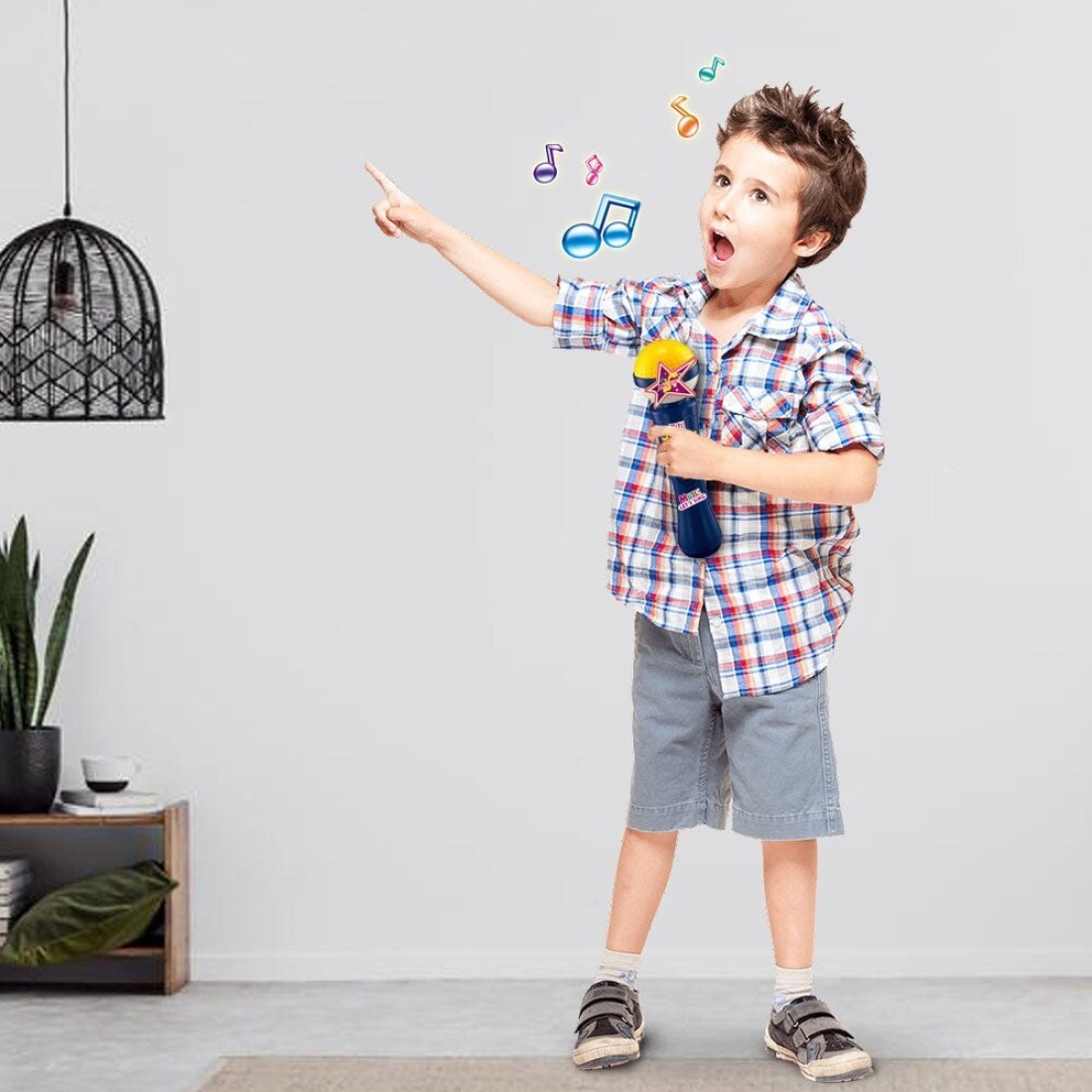 Kidwala Karaoke Blue Microphone Built In Music And Flashing Light Sing Along Mic With Battery Music Exploration Mic Third Gear Adjustment Mic Let&#39;s Sing Together Mic Toy For Girls