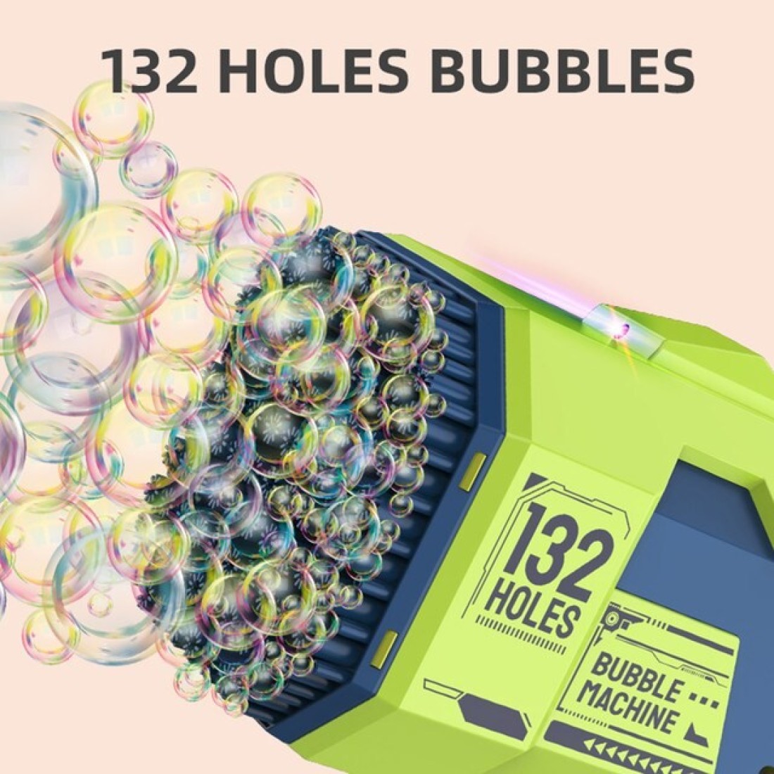 Little Story - 132 Holes Bubble Machine Gun wt Light / Bubble Maker for Kids Indoor &amp; Outdoor - Green