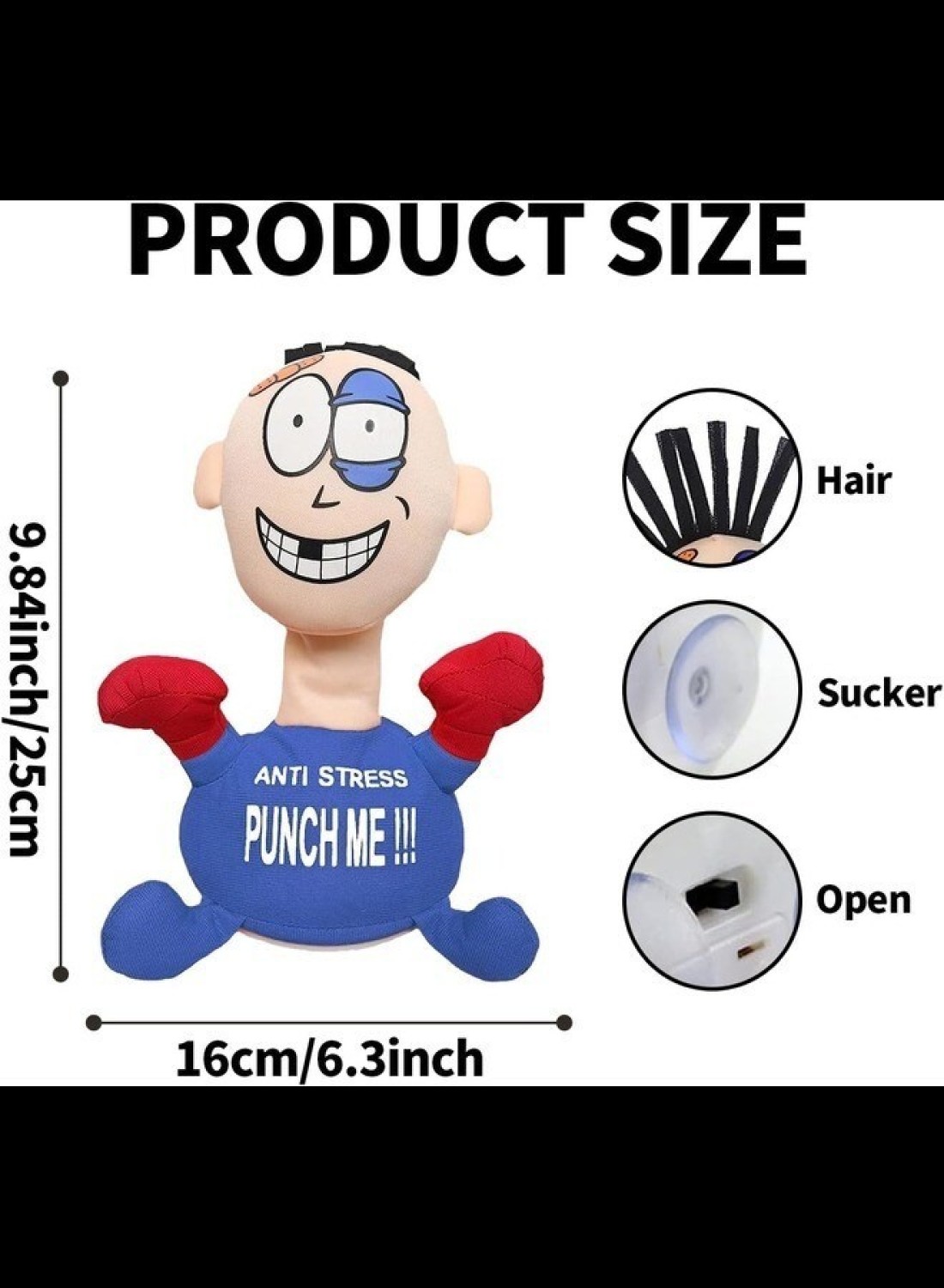 Electric Anti Stress Punch Me Plush Doll Relief Toys, Funny Plush Doll with Screaming Sound Creative Screaming Toys Desktop Anger Management Toys for Adults and Children (Blue)