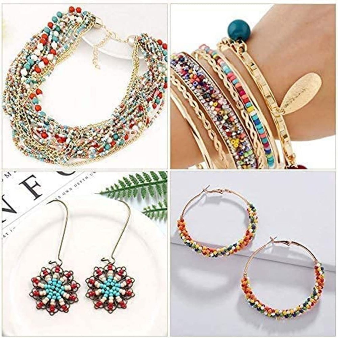 3300-Piece Small Colourful Bracelet Beads, A-Z Alphabet Letter DIY Bead Making Kit With Rope String Roll