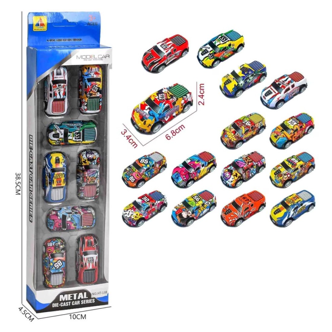 Die-Cast Metal Body Pull Back Model Car Toy 8 PCS