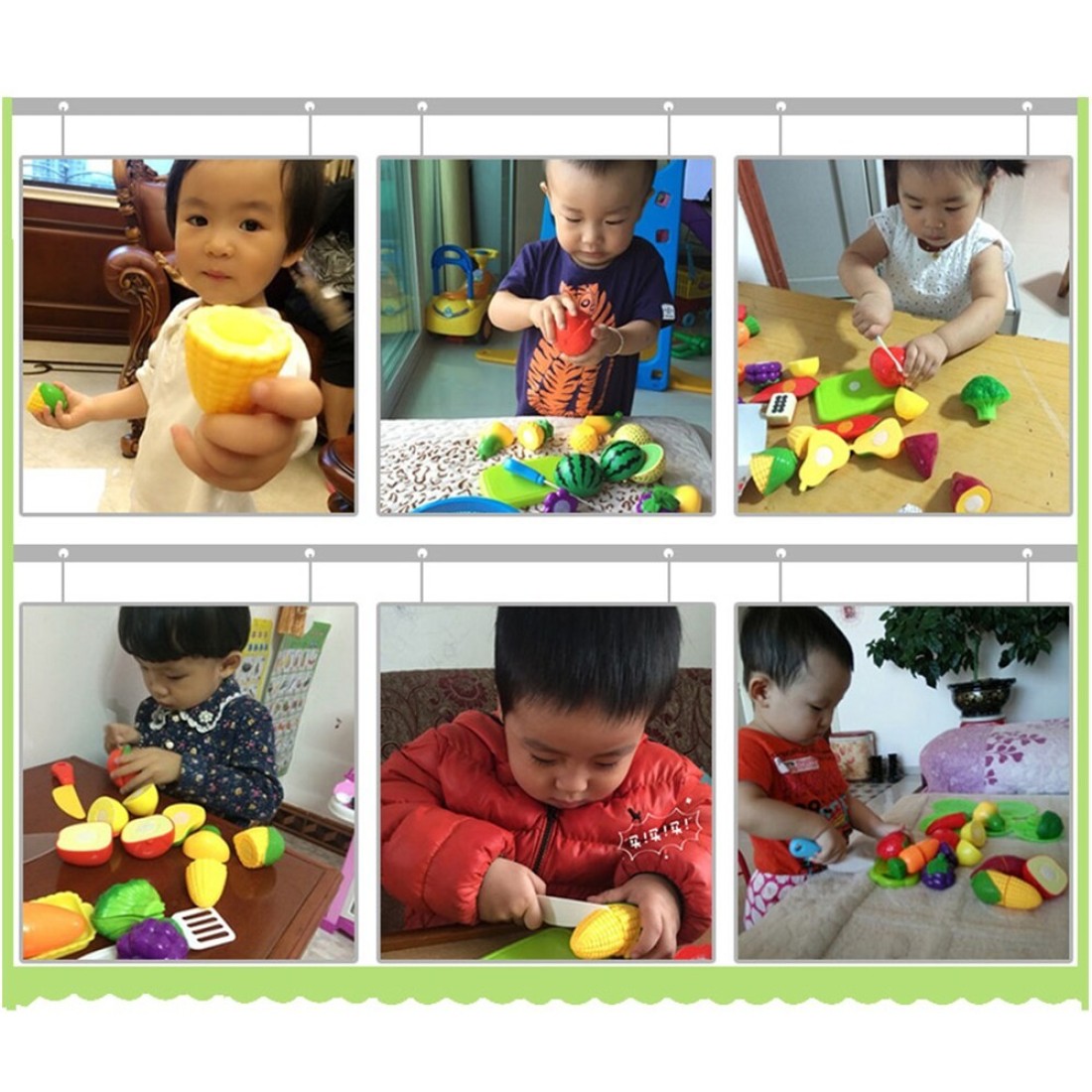 Generic-Kitchen Toy Fun Cutting Fruit &amp; Vegetables Set Pretend Play Food Cooking Playset with Cutting Board Toy Knife Educational Toys Games 8Pcs Vegetables Set