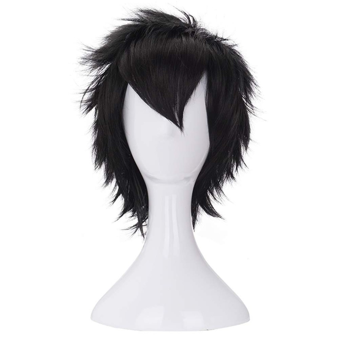 morvallyShort Messy Black Heat Resistant Synthetic Hair Wigs for Cosplay Halloween Anime