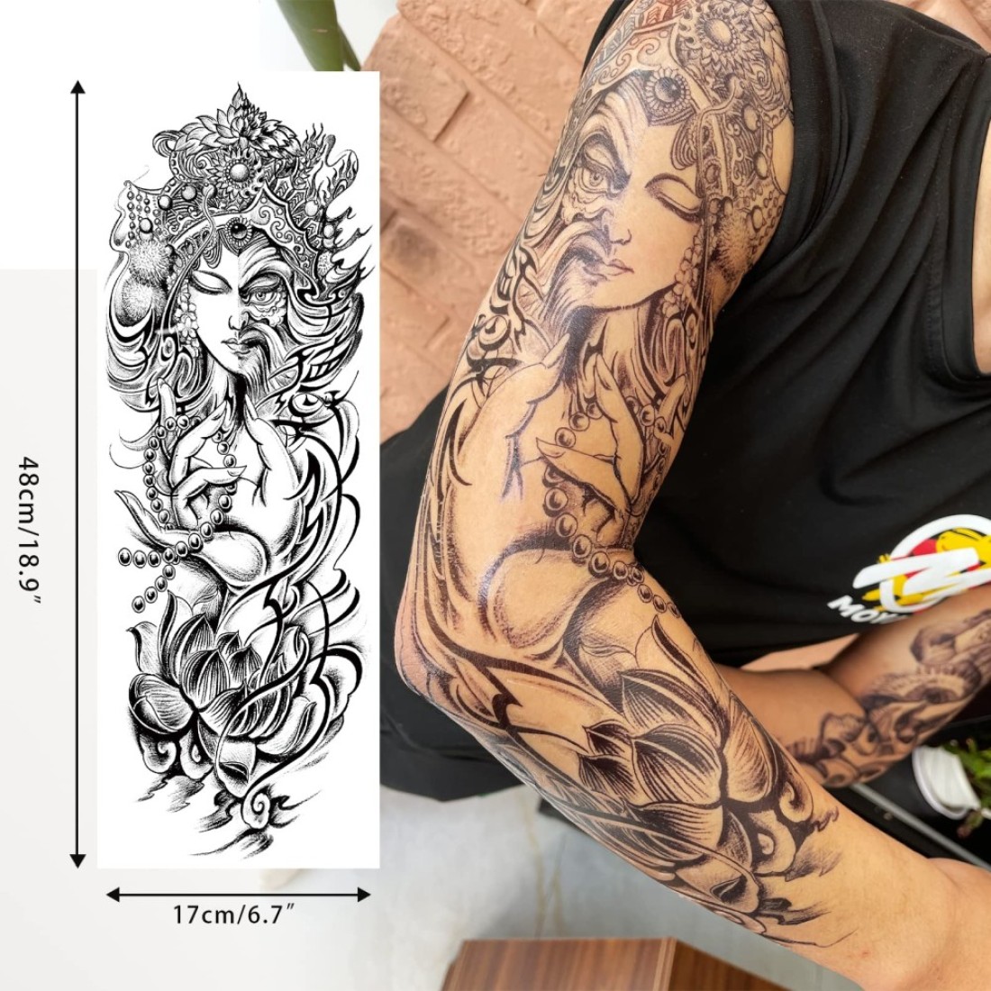 Aresvns Halloween Sleeve Tattoos Temporary for Men WomenBlack fake tattoos for adultsWaterproof Realistic Temporary TattoosLooks Real Temp TattoosWolfTigerDevils eye