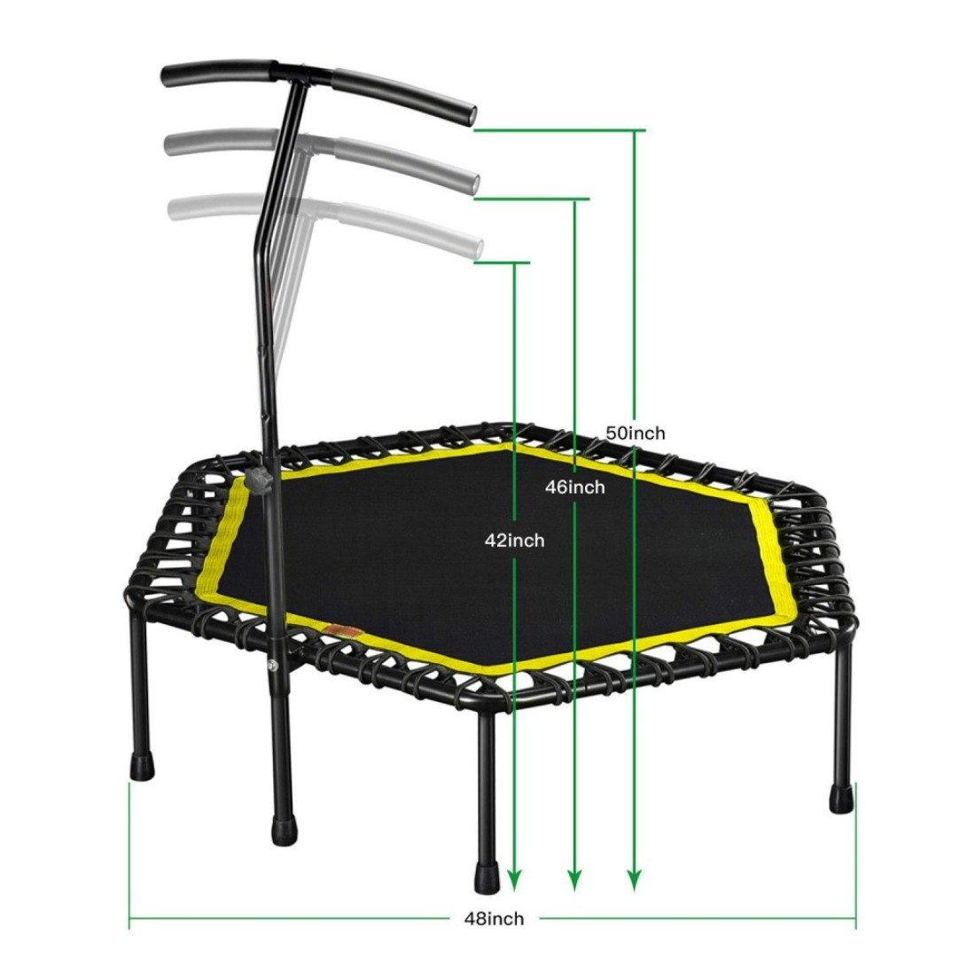 YALLA HomeGym Exercise Trampoline with Adjustable Handrail Bar, Indoor And Outdoor for Adults &amp; Kids