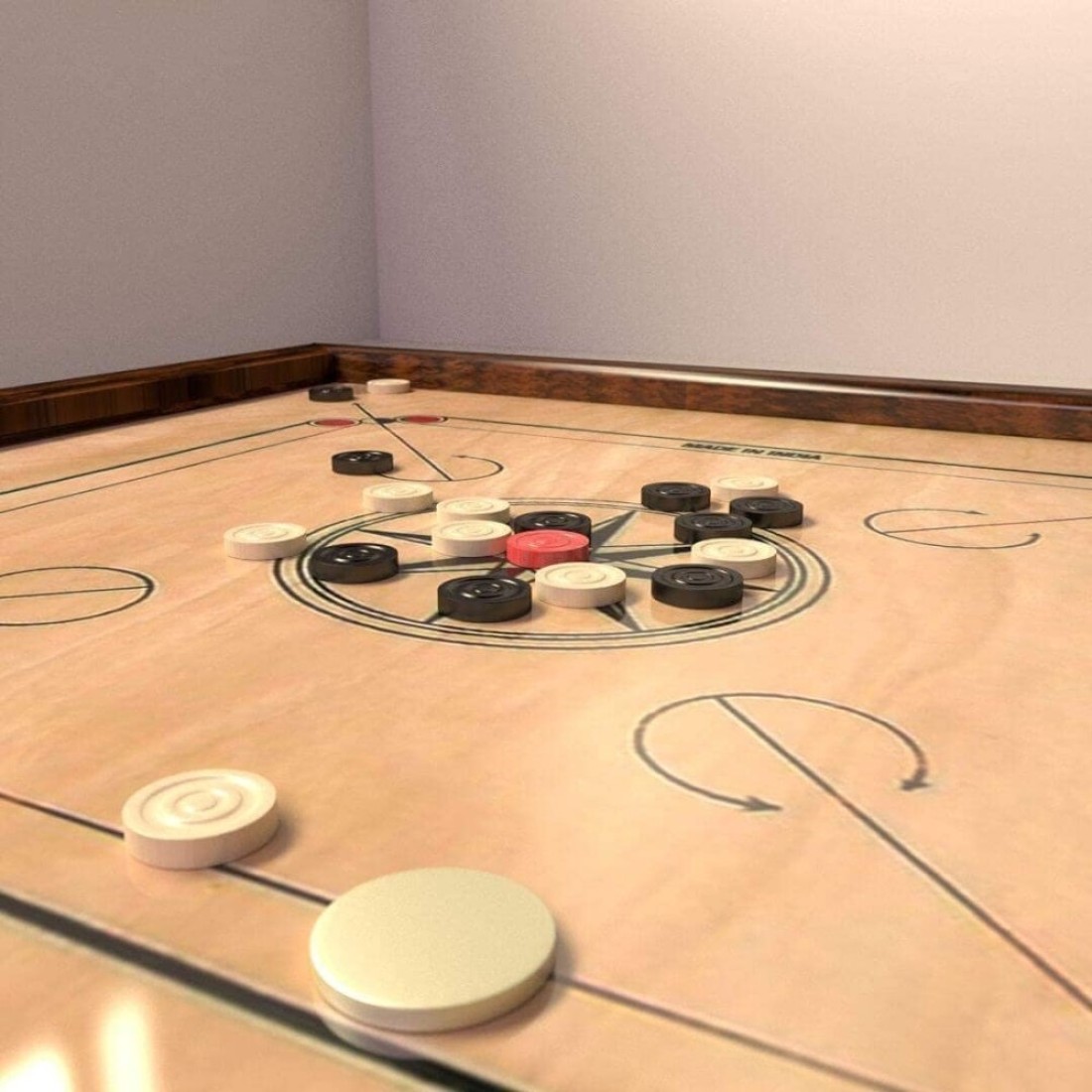 ULTIMAX Professional Carrom Wooden Game Coins And Striker Set,Standard Size Carrom Tournament Striker Wooden Checkers- 24 Pieces With Cover Case + 1 Striker