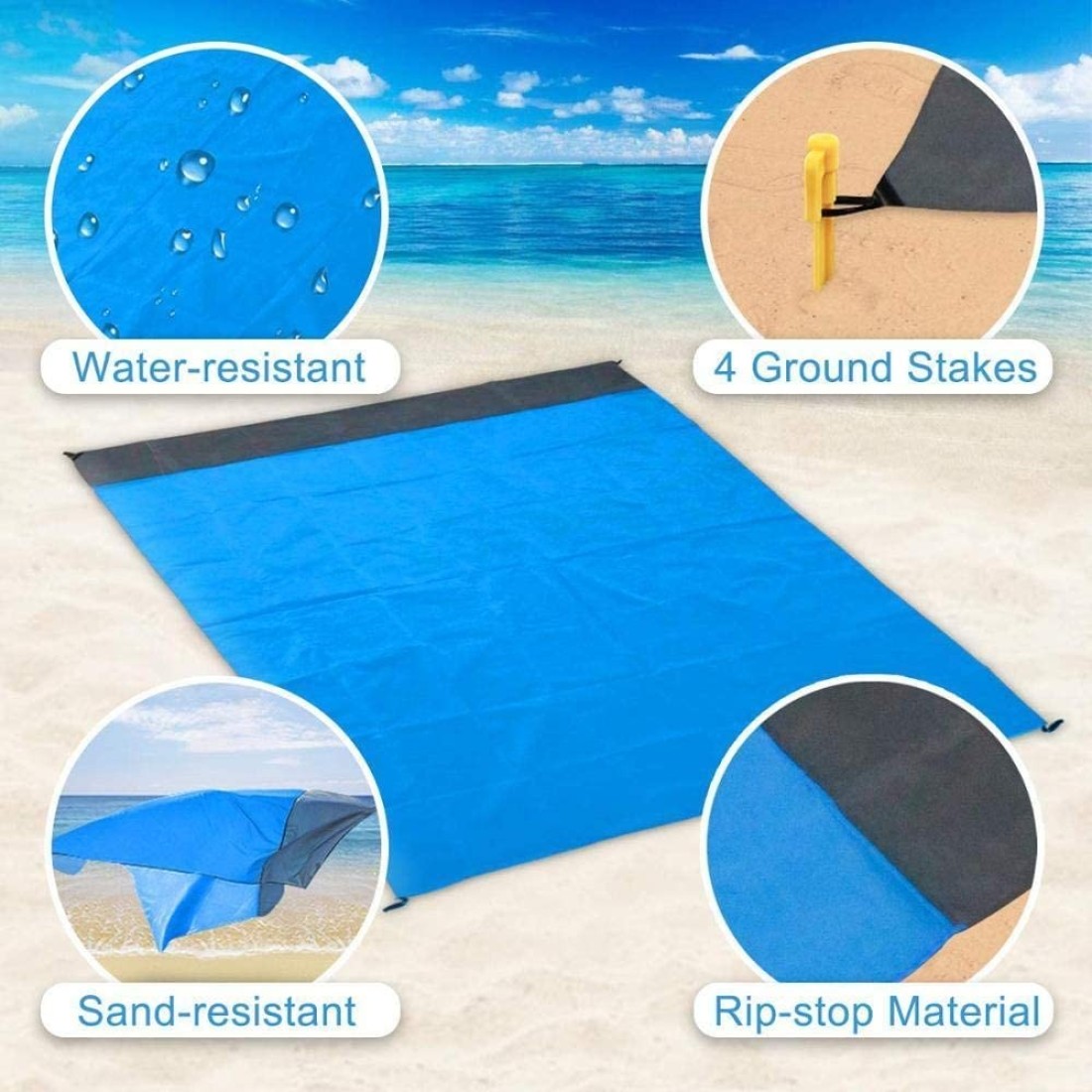 Generic-CK831 Beach Mat Large Folding Camping Mat Beach Mat Without Sand Outdoor Portable Beach Blanket