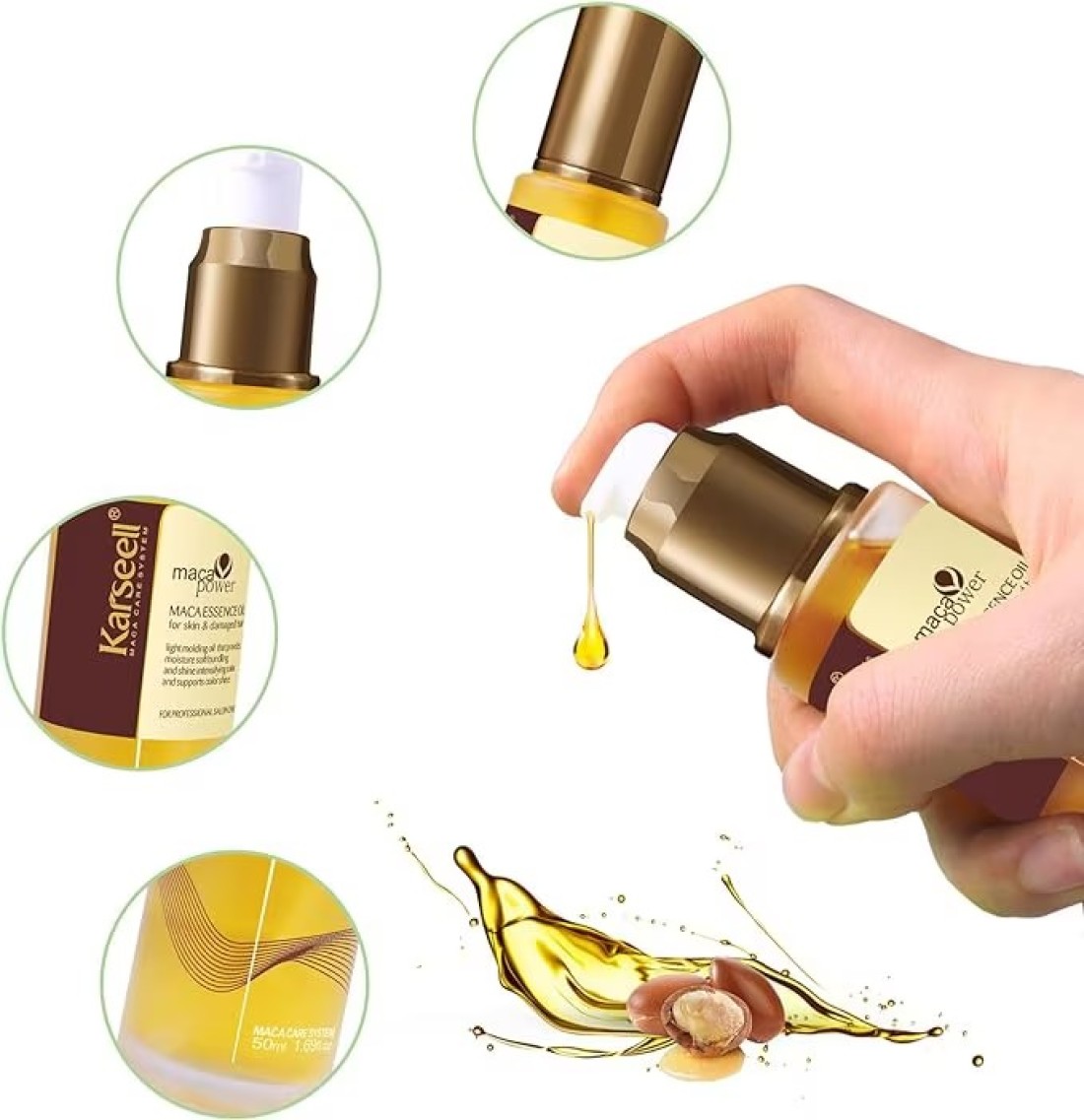 Argan Oil Karseell Pure Moroccan Oil Essential Oils Hair Serum Conditioner for Hair Skin and Nails Treatment Rich in Anti-Aging Vitamin E 50ml