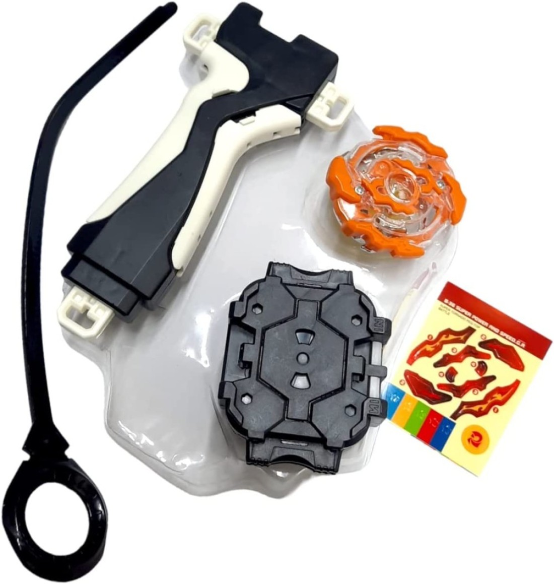 3-in-1 Beyblade Gyro Battling Top Fusion Metal Master Rapidity Fight with Launcher Grip (Orange&amp;Black)