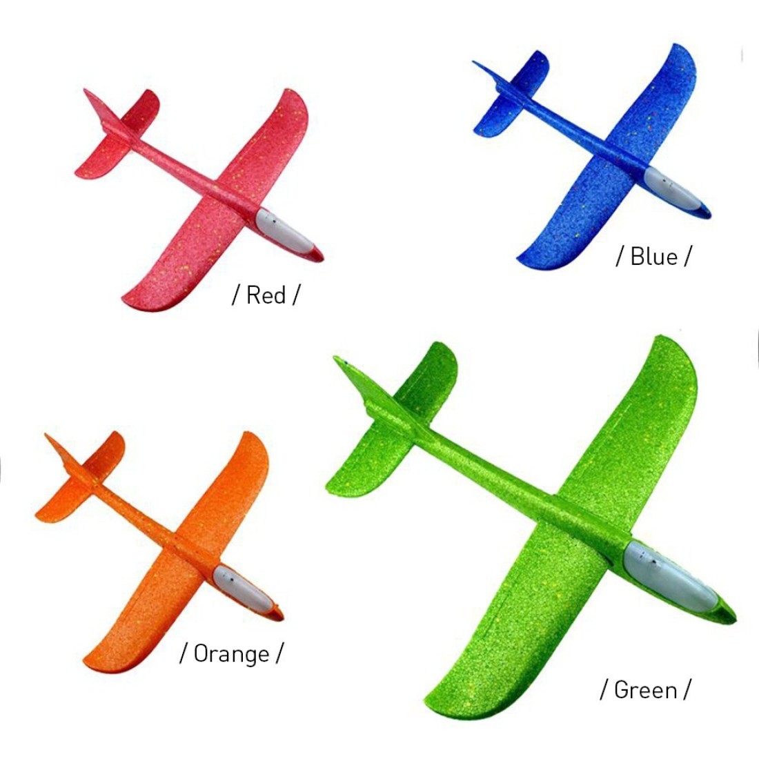 Generic-Flying Glider Planes With Flash LED Light 18.9&quot; Foam Flight Mode Throwing Air Plane Aerobatic Airplane Outdoor Sport Game Toys Gift for Kids 3 4 5 6 7 Year Old Boy Red