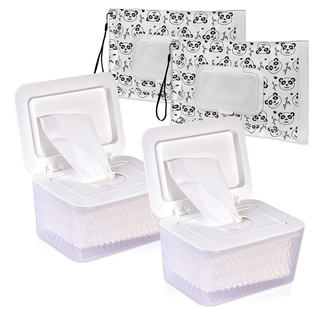 Umtiti Wipes Dispenser Wipes PouchTissue Bag WipesTissue Case with Moisture Seal Secure Lid NonSlip Rubber Feet Sealing Design Keeps Wipes Fresh Dustproof Wipes Container2WH2Panda