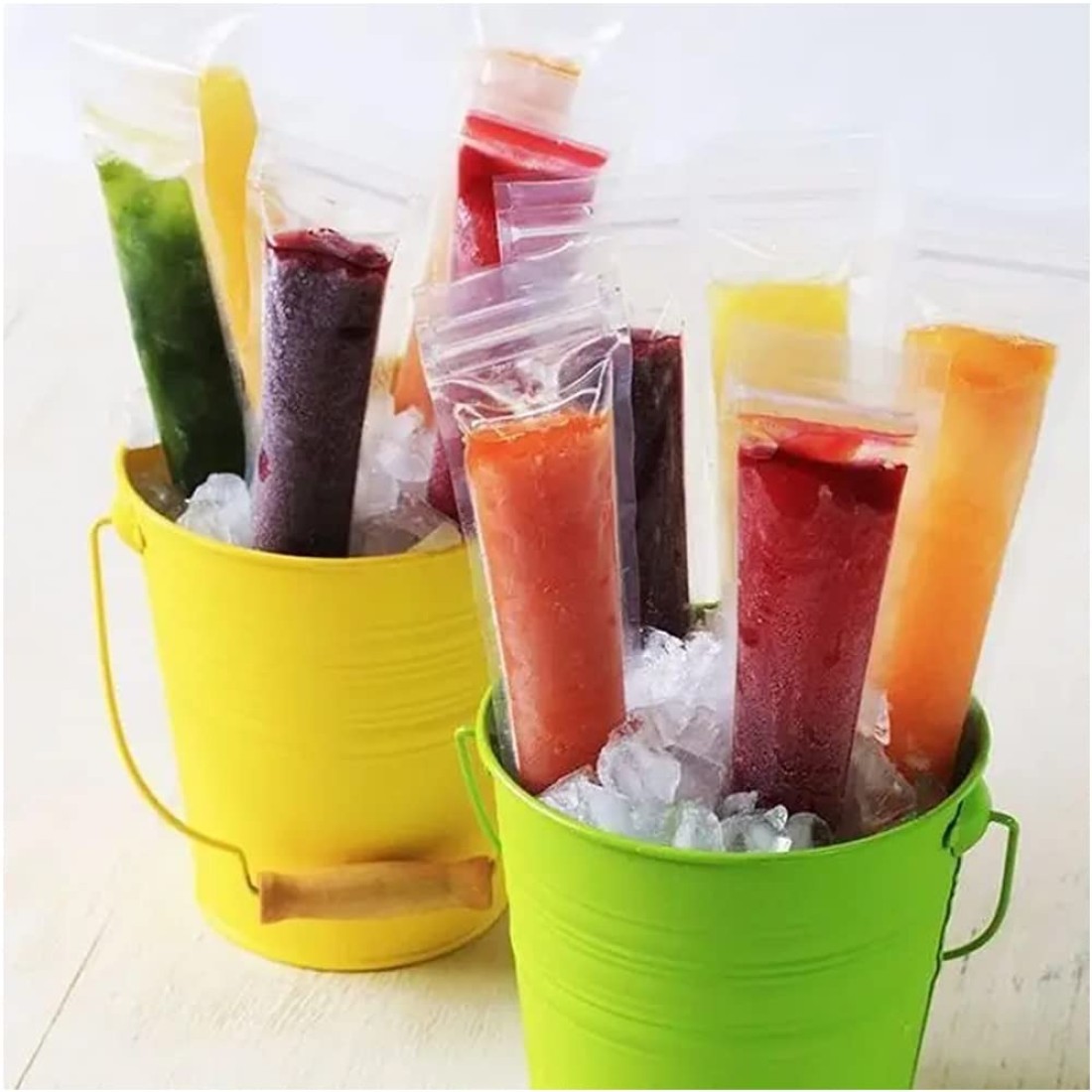 125 Disposable Ice Popsicle Mold Bags with funnel BPA Free Zip lock Freezer Tubes For Healthy Snacks Yogurt Sticks Juice Fruit Smoothies Ice Pops
