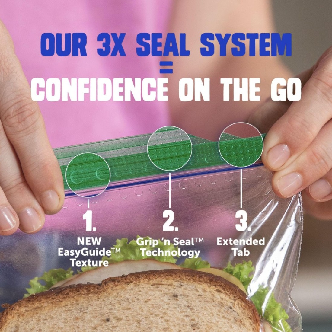 Ziploc Sandwich and Snack Bags with EasyGuide Texture Plastic Storage Bags with Grip n Seal Technology 280 Bags Total