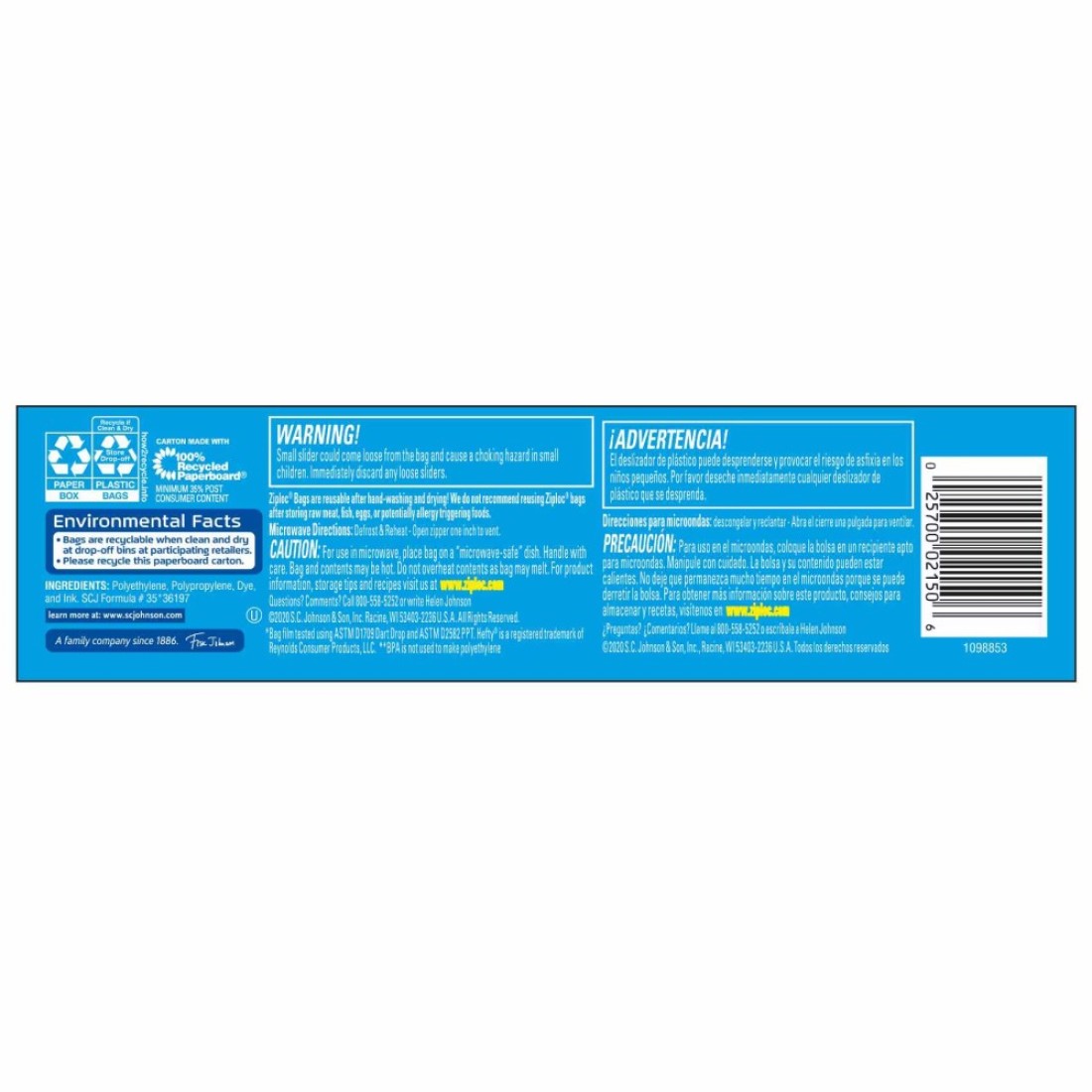 Ziploc Seal Top Storage Quart 20 Bags