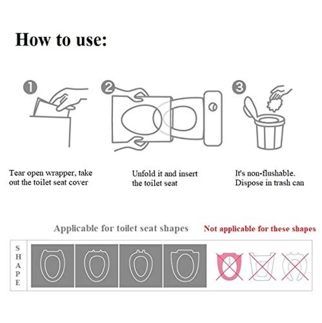 AIWANTO Disposable Toilet Seat Covers Potty Seat Covers Travel Pack (10-Count, Individually Wrapped) for Adults Kids Using Public Toilets Toddler Potty Training