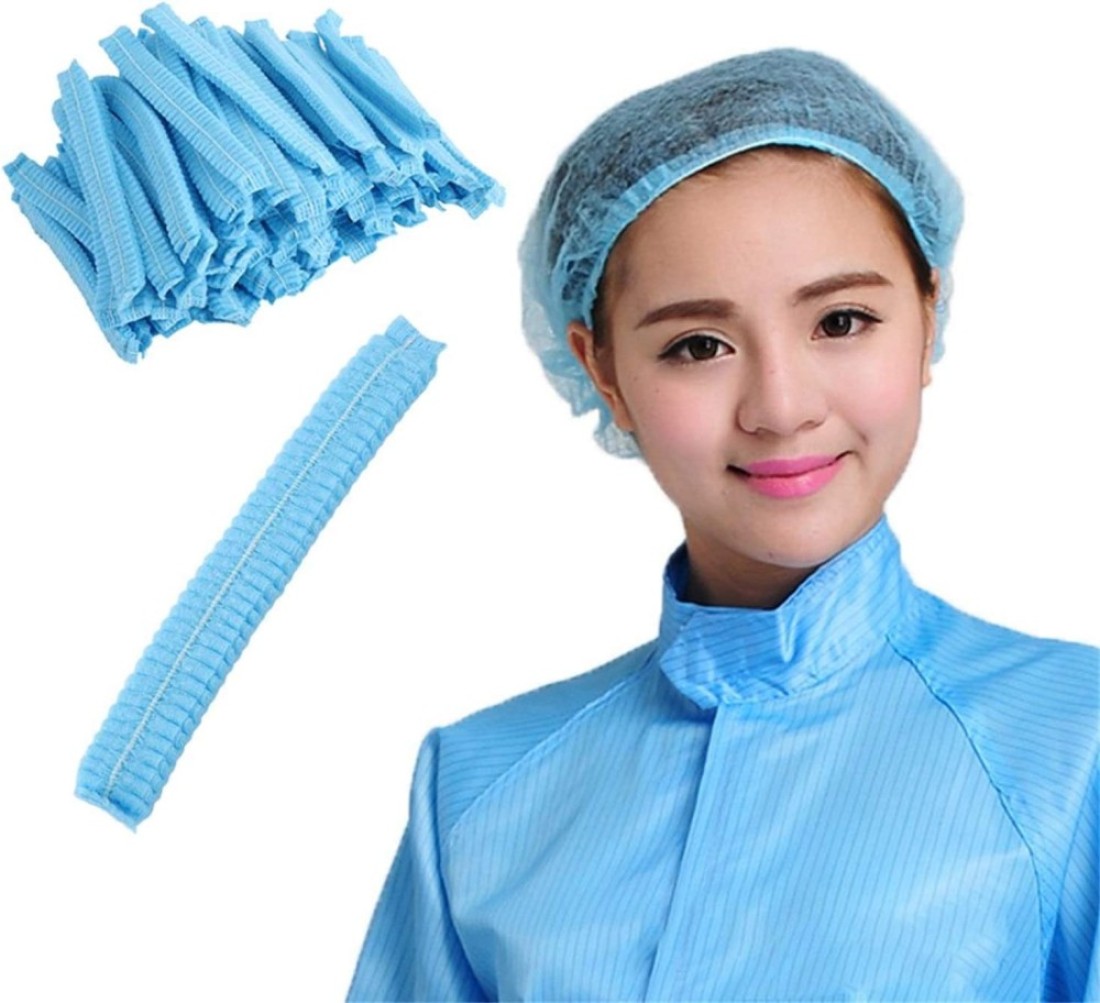 Alsaqer 100-Piece BLUE Disposable Hair Net Cap Set-Head cover Mob cap-Bouffant Caps