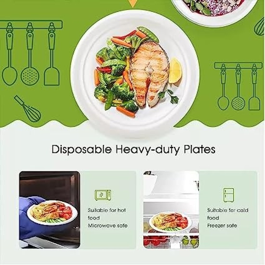 Vsell24 100Pack 9 Inch Disposable Round Foam Plates For Tableware Birthday Parties Office Home Events Camping