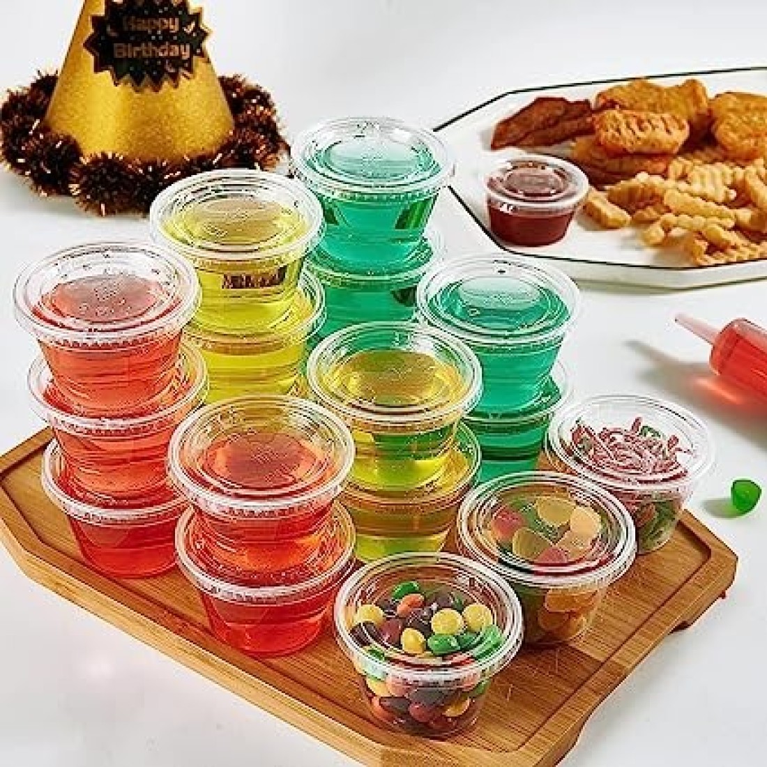Vsell24 100Pc 4Oz Plastic Disposable Portion Cup Containers With Lid Sauce Jello Shot Souffl&eacute; Sampling Cups Clear