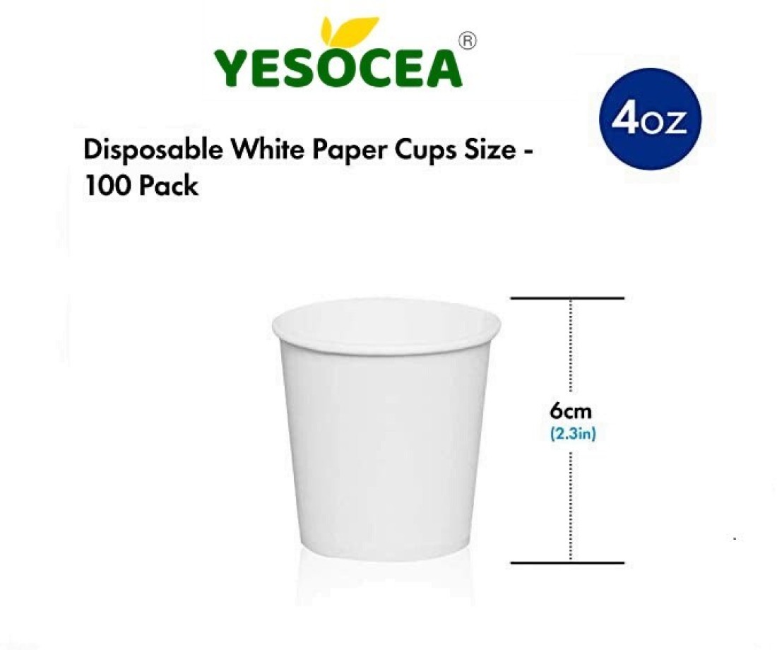 Yesocea 04 Oz. White Paper Cups Serve Your Drinks With Convenience And Style Disposable Hot Chocolate, Cocoa, Water, Coffee Cup [50 Cups]