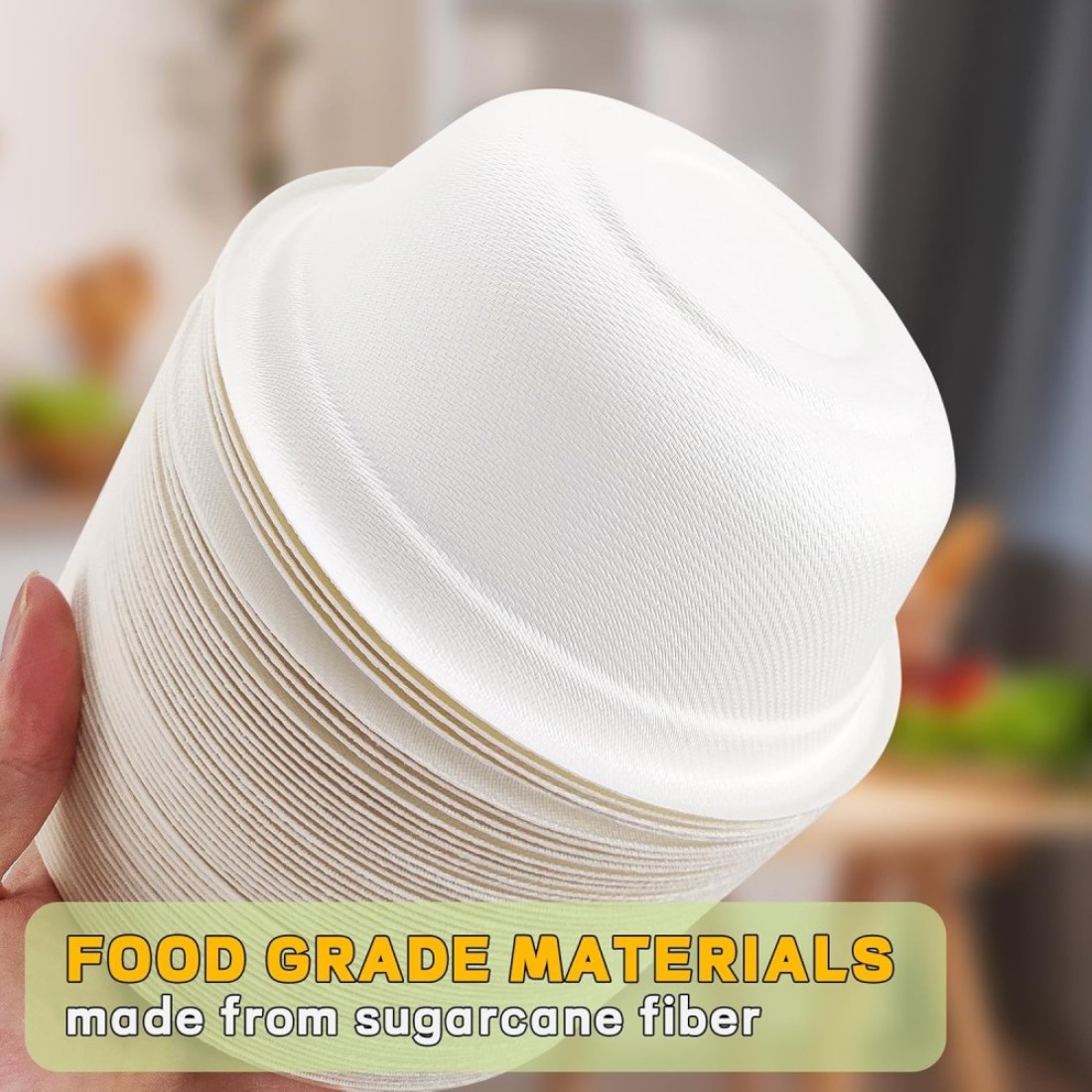 LAVISH Heavy-Duty Bagasse Biodegradable Paper Bowls, [ 25-Pack 8oz/240ml ] Compostable Bowls for Hot &amp; Cold Foods, Ideal for Soup, Ice Cream, Salad, Snacks, and Desserts (White)