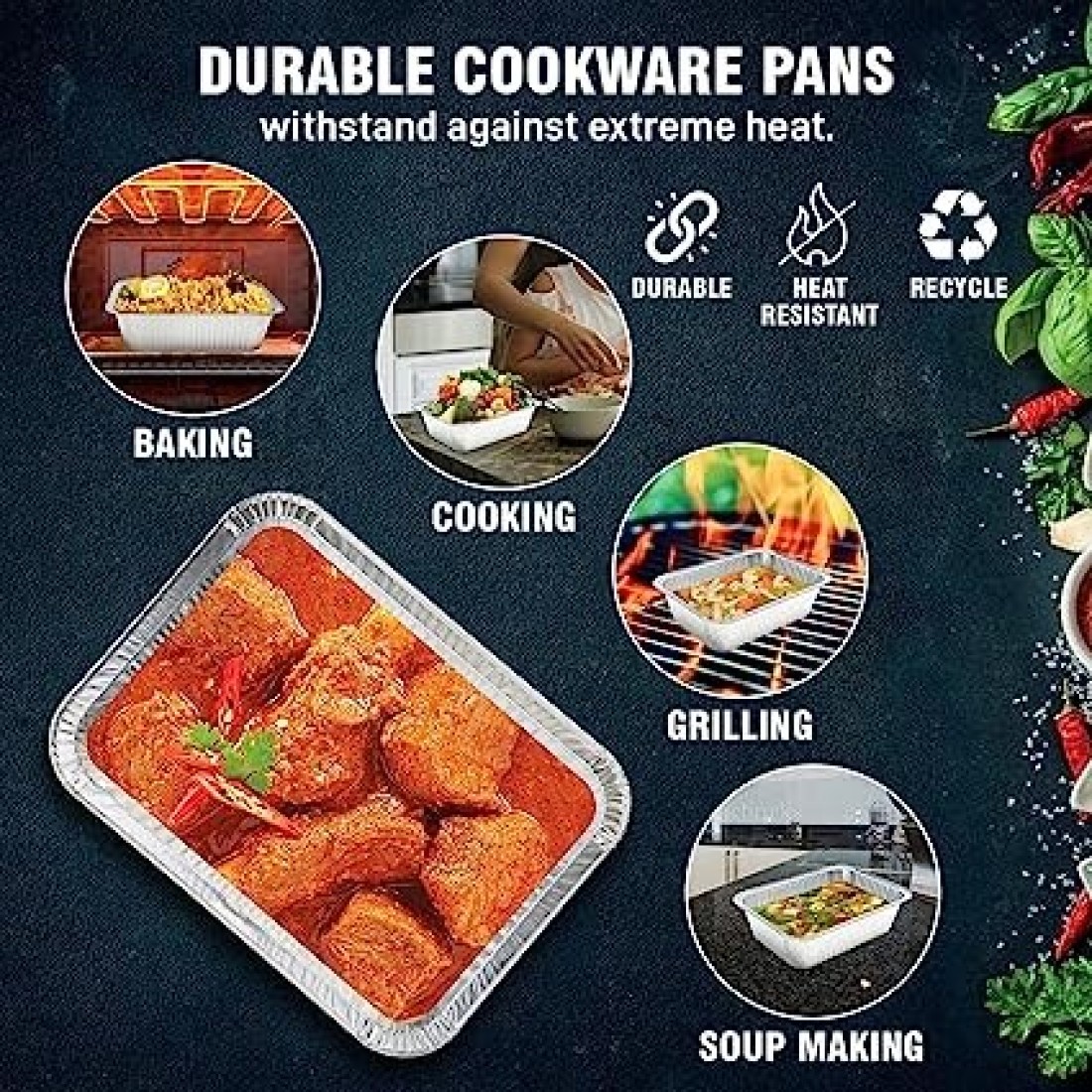 Vsell24 1200Cc 400Pc Disposable Aluminium Containers Foil Pans With Lids For Food Storage