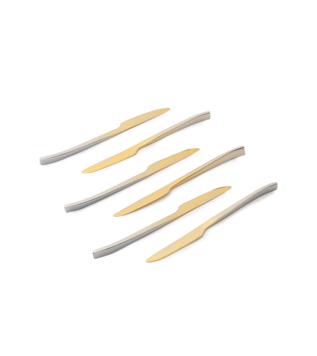 LIFE SMILE - 12pcs Cutlery Set, 18/10 Stainless Steel, Flatware Set, 12pcs Fruit Knife, Gold Gradient, for Home Kitchen, Mirror Polished